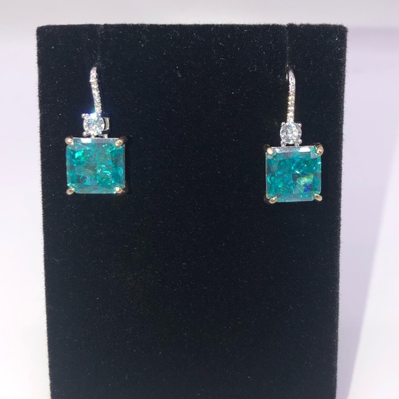 4ct Blue Tourmaline Earrings - Picture 9 of 11